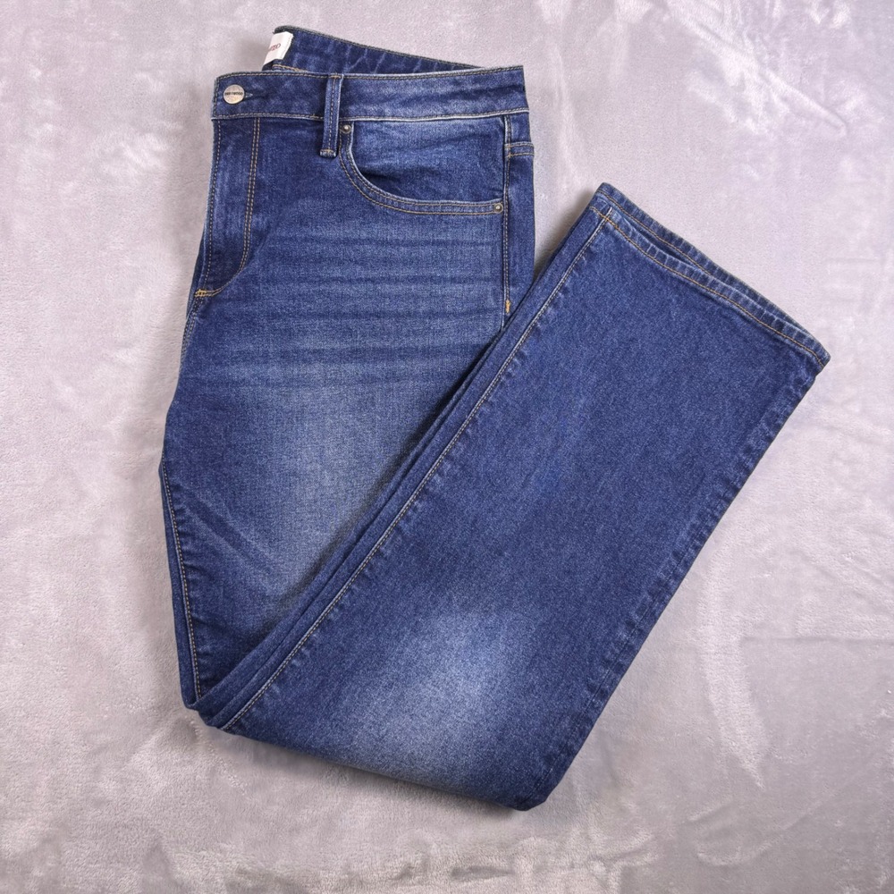 Driftwood Kelly Straight Leg Jeans Medium Wash Blue Denim W14 L31 Whiskered